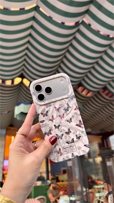 Flower Pastel İphone Telefon Kılıfı Kelebek