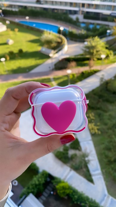 Fuşya Kalpli Silikon Airpods Kılıfı