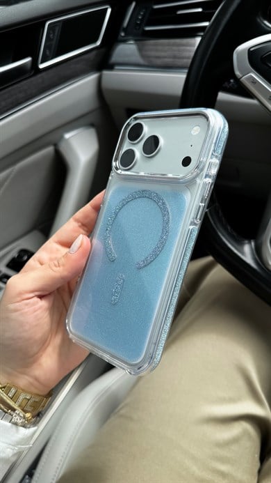 Glitter Magsafe İphone Telefon Kılıfı Mavi