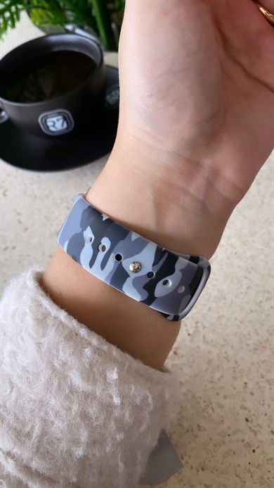 Kamuflaj Desen Silikon Kordon Gri