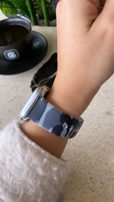 Kamuflaj Desen Silikon Kordon Gri