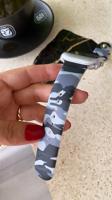 Kamuflaj Desen Silikon Kordon Gri
