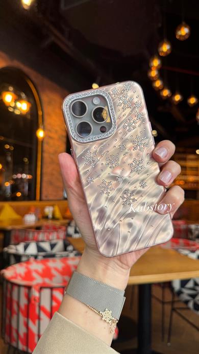 Kar Tanesi İphone Telefon Kılıfı Gold