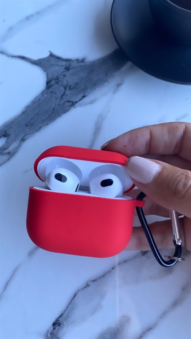 Lansman Dokulu Airpods Kılıfı Kırmızı