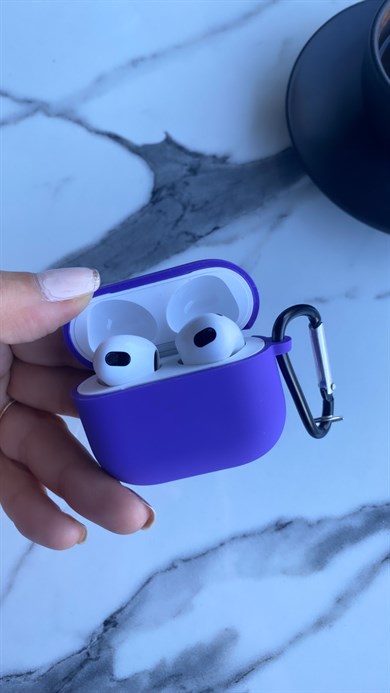 Lansman Dokulu Airpods Kılıfı Mor