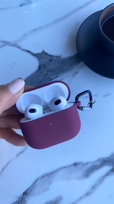 Lansman Dokulu Airpods Kılıfı Mürdüm