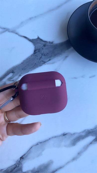 Lansman Dokulu Airpods Kılıfı Mürdüm
