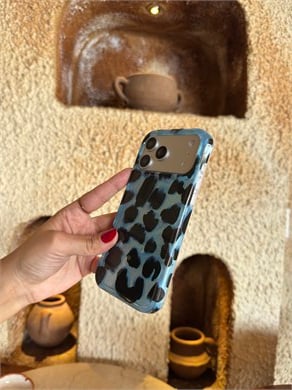 Leopar Desen Hologram İPhone Telefon Kılıfı Mavi