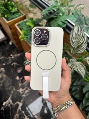 Magsafe Özellikli Renkli Mika İphone Telefon Kılıfı Krem