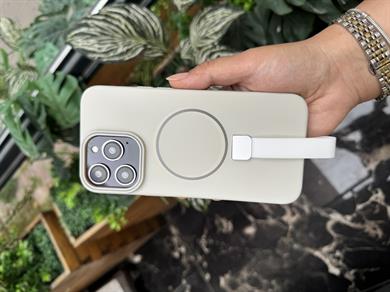 Magsafe Özellikli Renkli Mika İphone Telefon Kılıfı Krem