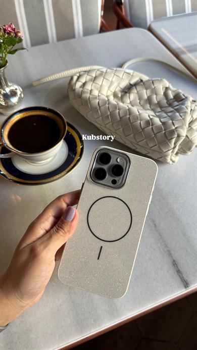 Magsafe Simli İphone Telefon Kılıfı Krem