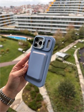 MagSafe Uyumlu Kartlıklı İphone Telefon Kılıfı Buzul Mavi