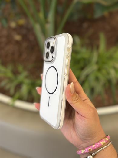 Magsafe Uyumlu Renkli İphone Telefon Kılıfı Beyaz