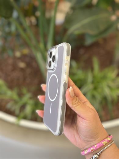 Magsafe Uyumlu Renkli İphone Telefon Kılıfı Gri