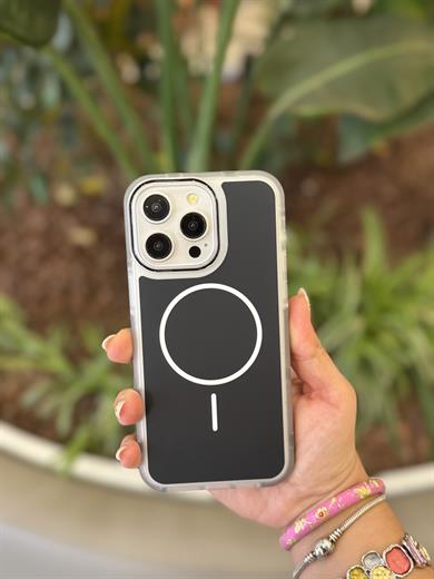 Magsafe Uyumlu Renkli İphone Telefon Kılıfı Siyah