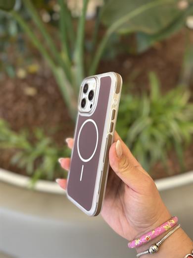 Magsafe Uyumlu Renkli İphone Telefon Kılıfı Kahverengi