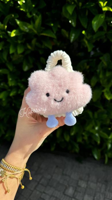 Örgülü Airpods Çantası Pembe Bulut