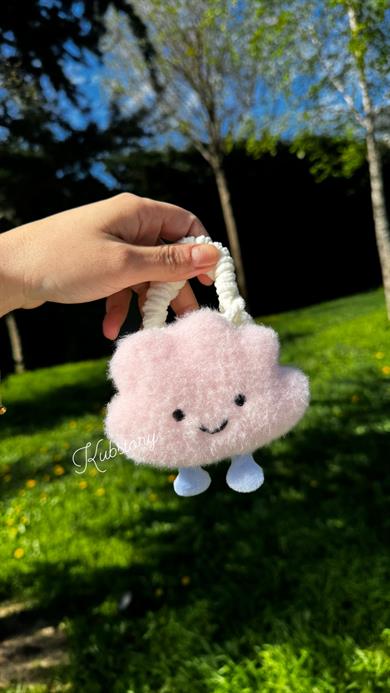 Örgülü Airpods Çantası Pembe Bulut
