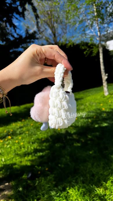 Örgülü Airpods Çantası Pembe Bulut