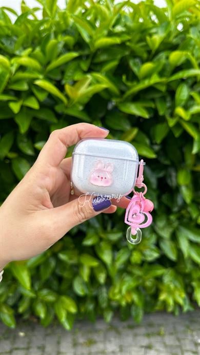 Pembe Kalpli Çan Airpods Kılıfı