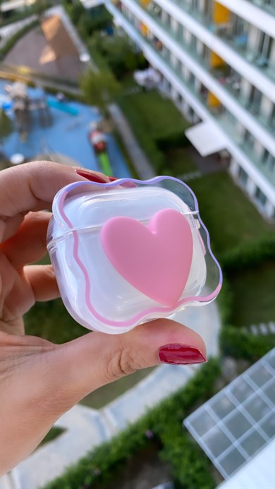 Pembe Kalpli Silikon Airpods Kılıfı
