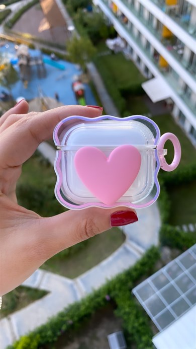 Pembe Kalpli Silikon Airpods Kılıfı
