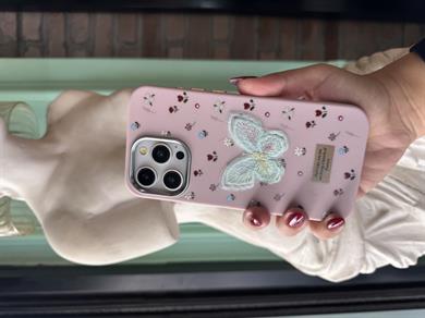 Pembe Kelebek İphone Telefon Kılıfı