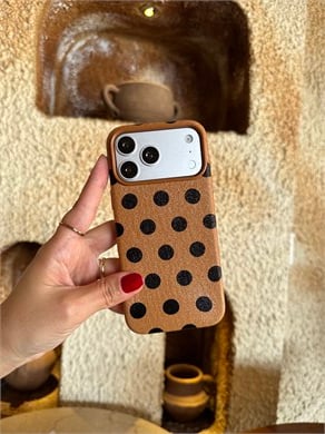 Puantiye İphone Telefon Kılıfı Kahverengi