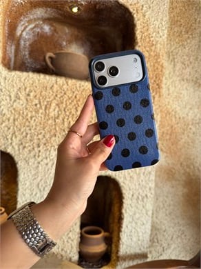 Puantiye İphone Telefon Kılıfı Lacivert