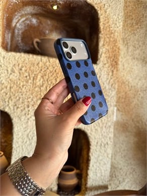 Puantiye İphone Telefon Kılıfı Lacivert