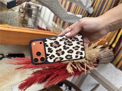 Puffer Leopar İPhone Telefon Kılıfı Açık Kahve