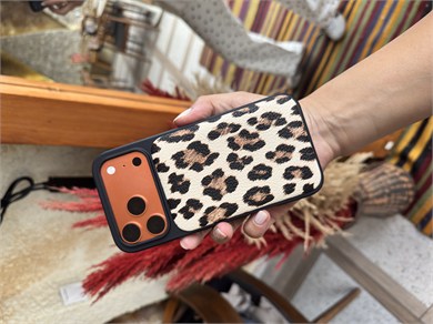 Puffer Leopar İPhone Telefon Kılıfı Açık Kahve