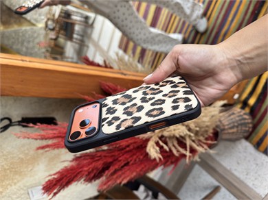 Puffer Leopar İPhone Telefon Kılıfı Açık Kahve
