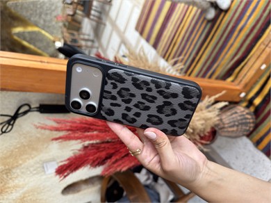 Puffer Leopar İPhone Telefon Kılıfı Antrasit