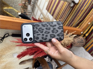 Puffer Leopar İPhone Telefon Kılıfı Antrasit