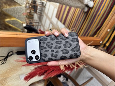 Puffer Leopar İPhone Telefon Kılıfı Antrasit