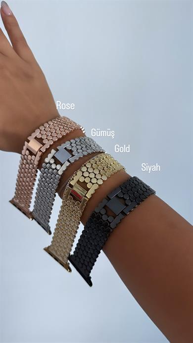 Pullu Çelik Metal Kordon Siyah