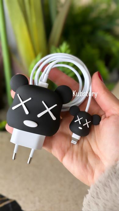 Şarj Başlığı Koruyucu Kaws Siyah