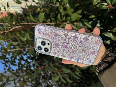 Sim Parçacıklı İphone Telefon Kılıfı Lila