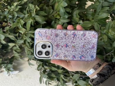 Sim Parçacıklı İphone Telefon Kılıfı Lila