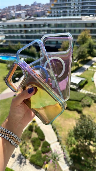 Simli Magsafe Hologram Mika İphone Telefon Kılıfı Antrasit