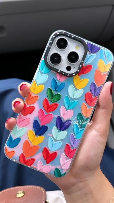 Sparkle İphone Telefon Kılıfı Renkli Kalp