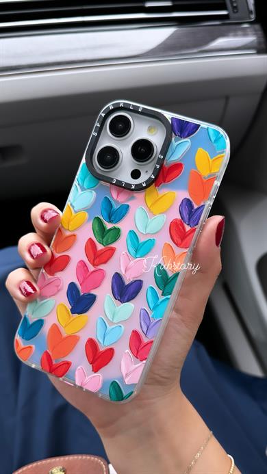 Sparkle İphone Telefon Kılıfı Renkli Kalp