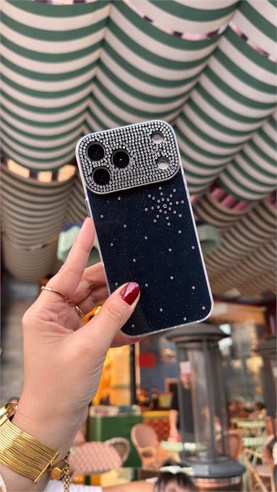 Star Diamond İphone Telefon Kılıfı Siyah