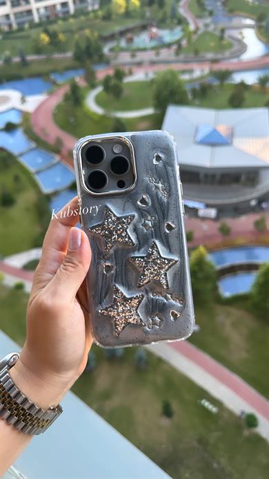 Yıldız İphone Telefon Kılıfı Gümüş