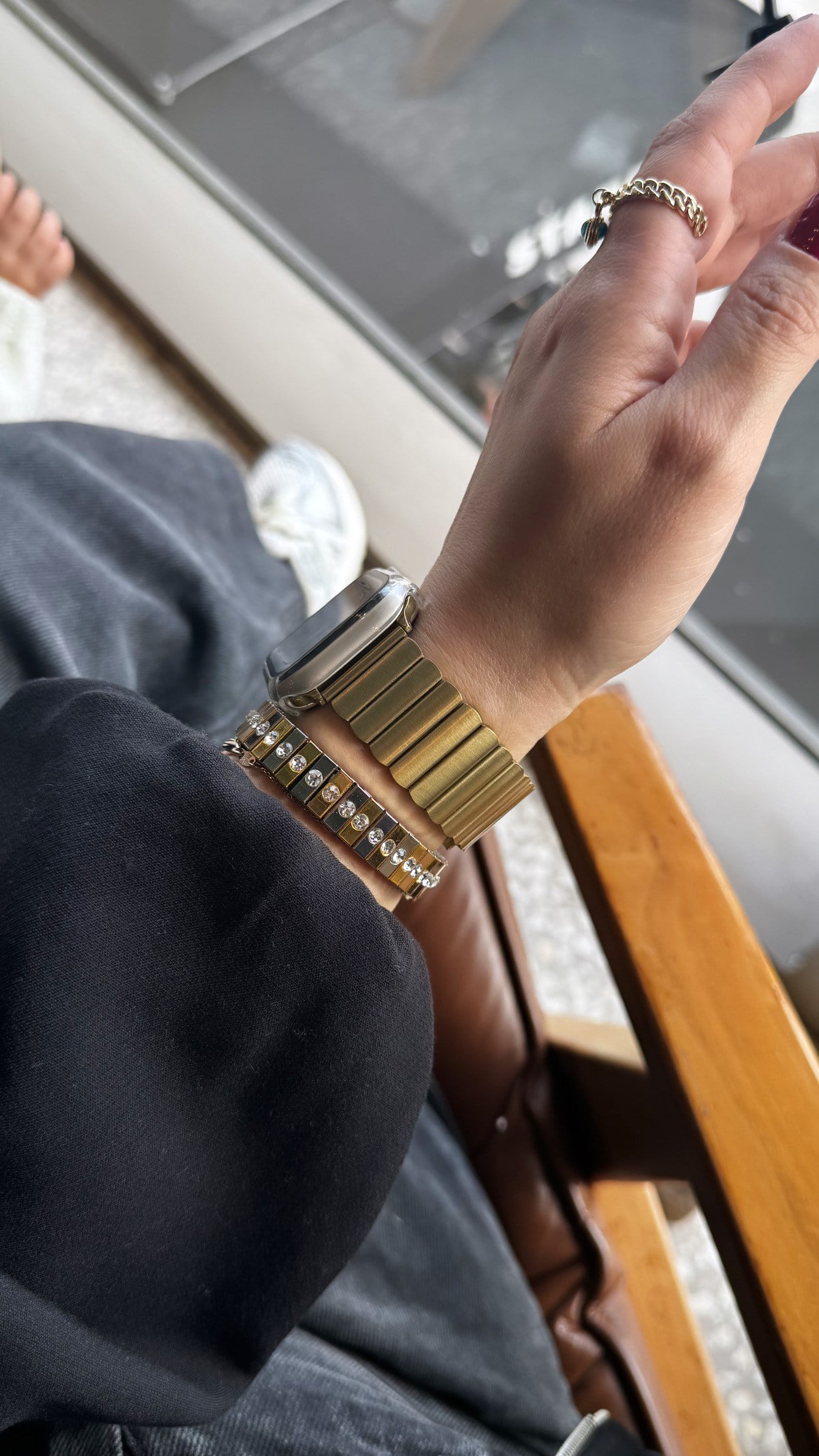 Baklalı Çelik Applewatch Kordon Gold