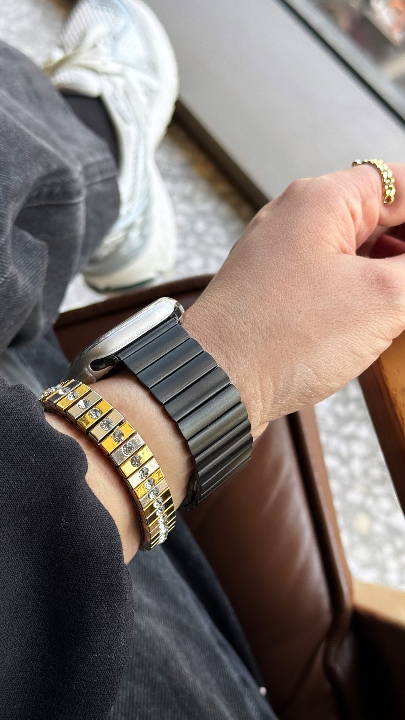 Baklalı Çelik Applewatch Kordon Siyah