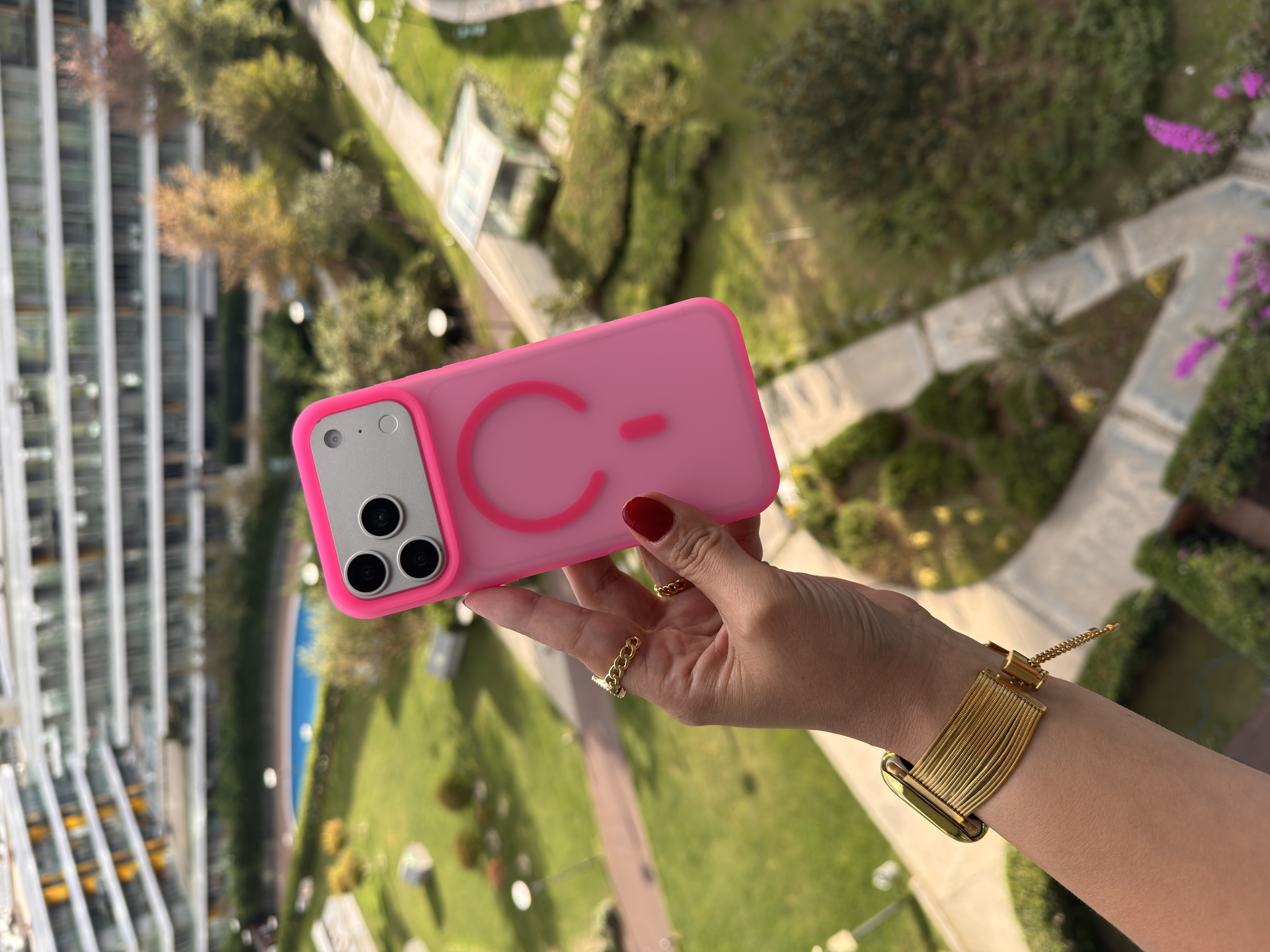 Color Frame MagSafe İphone Telefon Kılıf Pembe