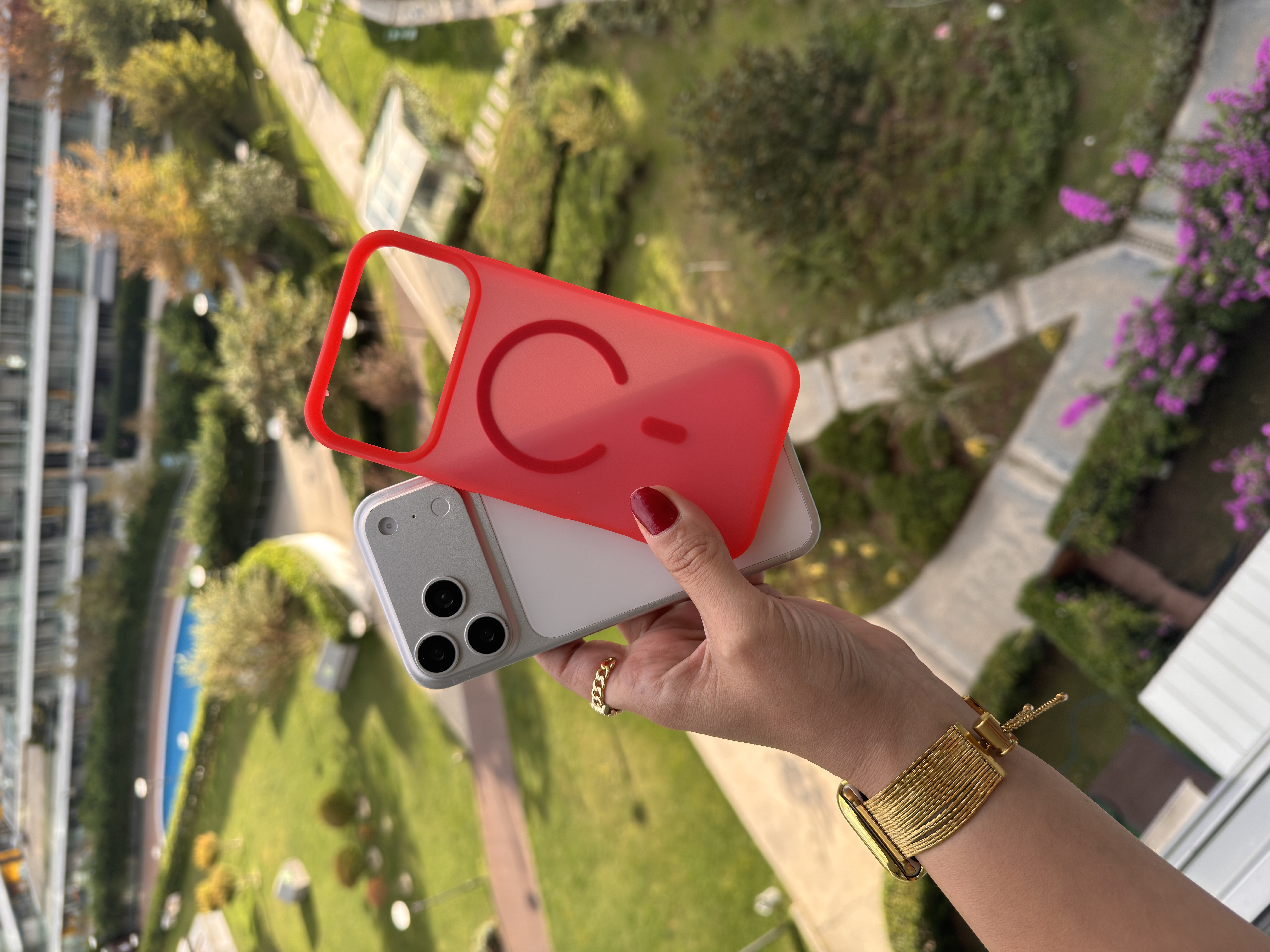 Color Frame MagSafe İphone Telefon Kılıf Kırmızı
