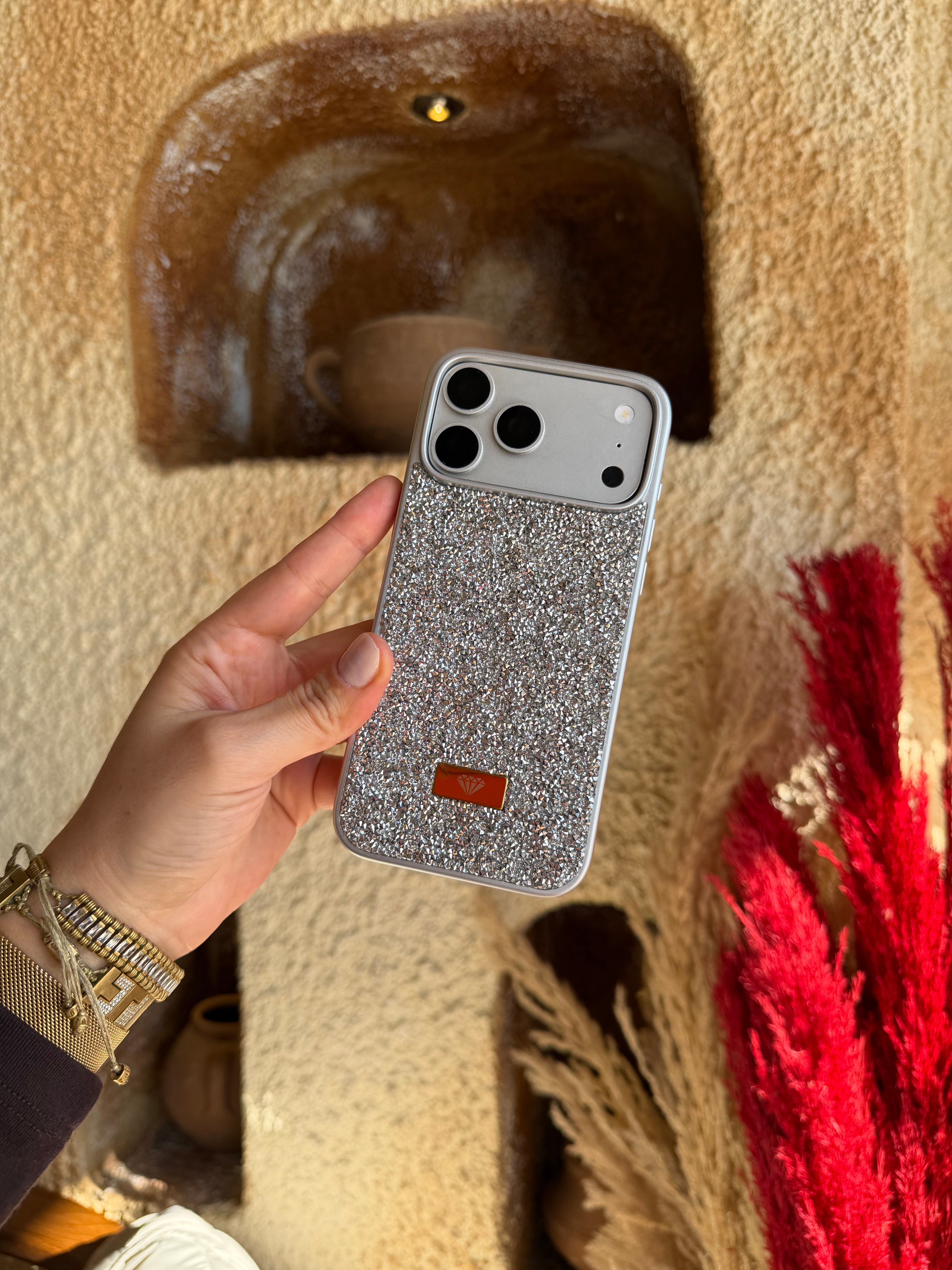 Diamond Shine İphone Telefon Kılıfı Gümüş